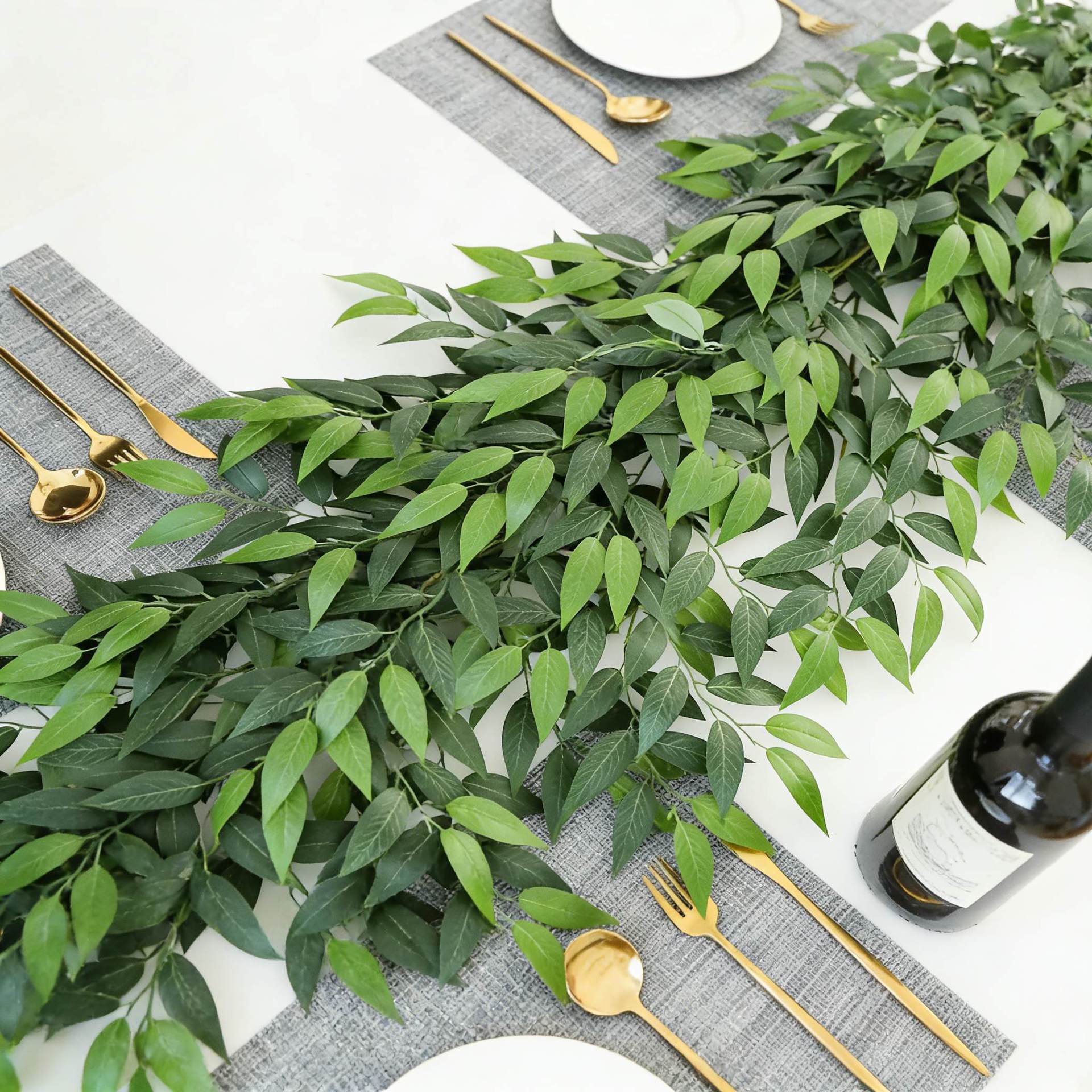 2026 new model factory artificial sandalwood leaf vine, willow leaf vine, table decoration, wall hanging artificial green plant vine for weddings