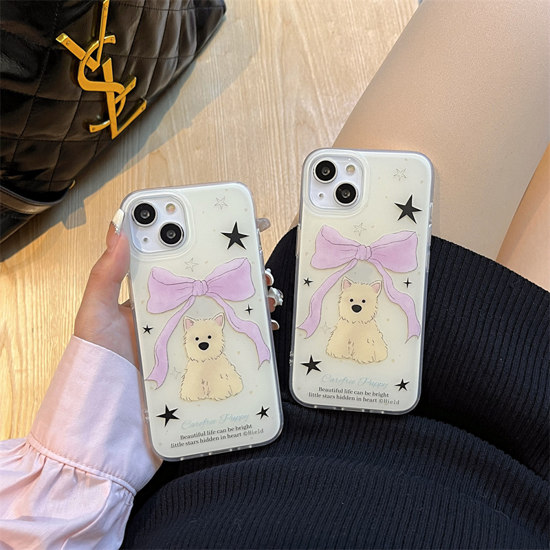 Niche ins estrella Arco perro para iPhone13/14PROMAX teléfono caso 12 Apple 15PM hembra