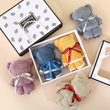 小熊毛巾伴手礼珊瑚绒吸水加厚结婚回礼开业礼品洗脸毛巾套装批发