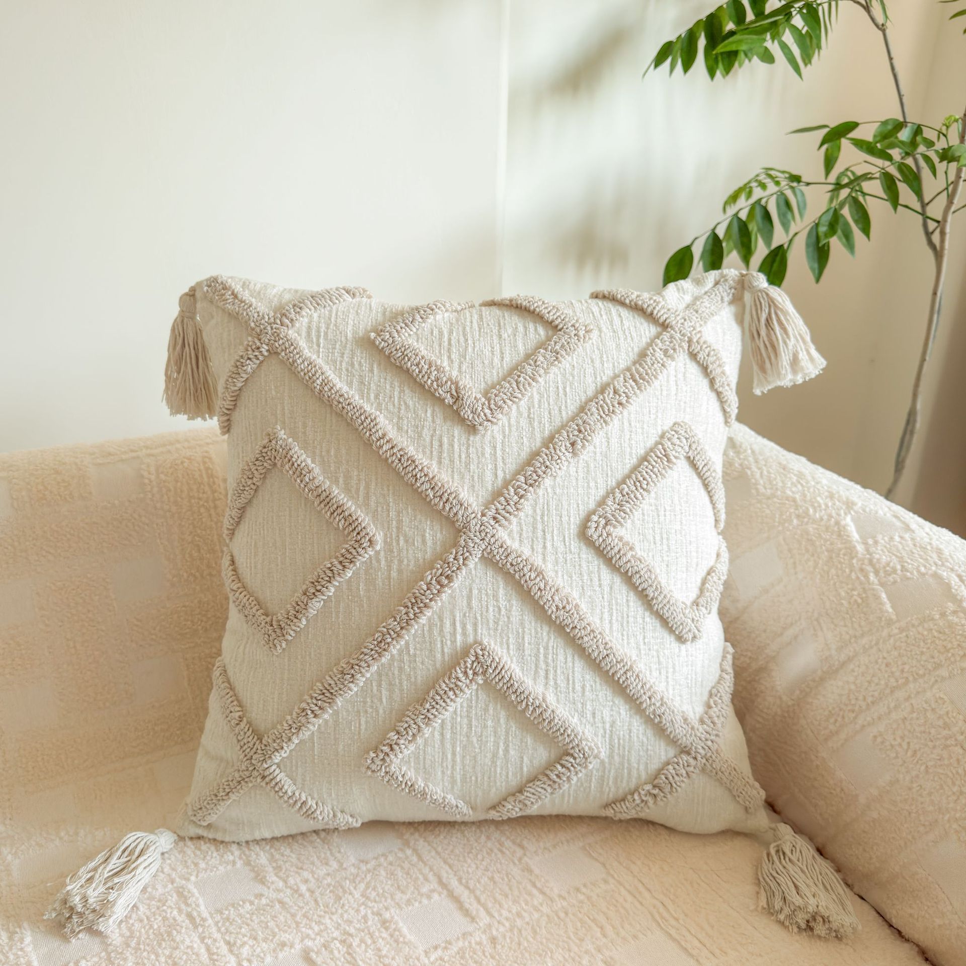 Nórdico inswind almohada simple versátil sala de estar sofá cojín dormitorio ventana flotante cabeza de cama respaldo cojín almohada cubierta