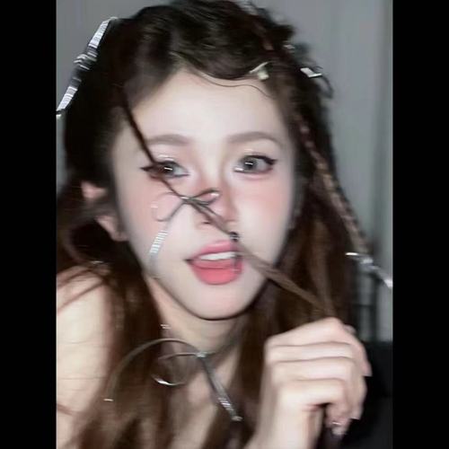 Sweet and Cool Silver Braided Headband Y2K Ballet Style Leather Double Ponytail Strap Necklace Korean Style Spicy Girl Double Ponytail Hair Accessory