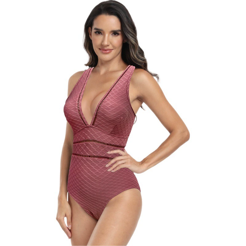 2024 новый купальник европейский и американский трансграничный Amazon, хит продаж, полый сексуальный стройнящий однотонный Цельный купальник для женщин