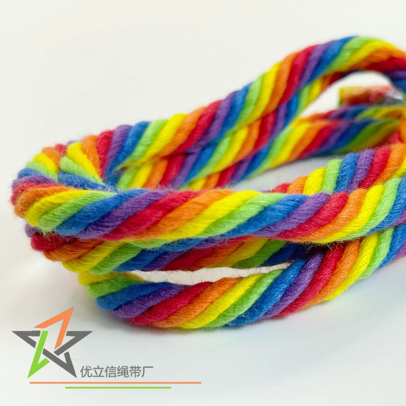8 мм красный оранжевый желтый зеленый синий фиолетовый цвет радуги хлопок шесть нитей витая веревка семь цветов 6 нитей хлопок витая веревка ювелирные изделия шнурок
