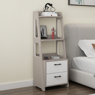 Modern Simple High-Looking Solid Wood Cabinet Home Bedside Small Storage Cabinet Bedside Storage Rack Bedroom Ultra-Narrow Cabinet