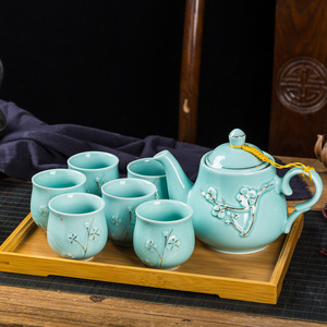 手工描金 景德镇陶瓷茶具套装家用功夫茶现代简约泡茶提梁壶茶杯