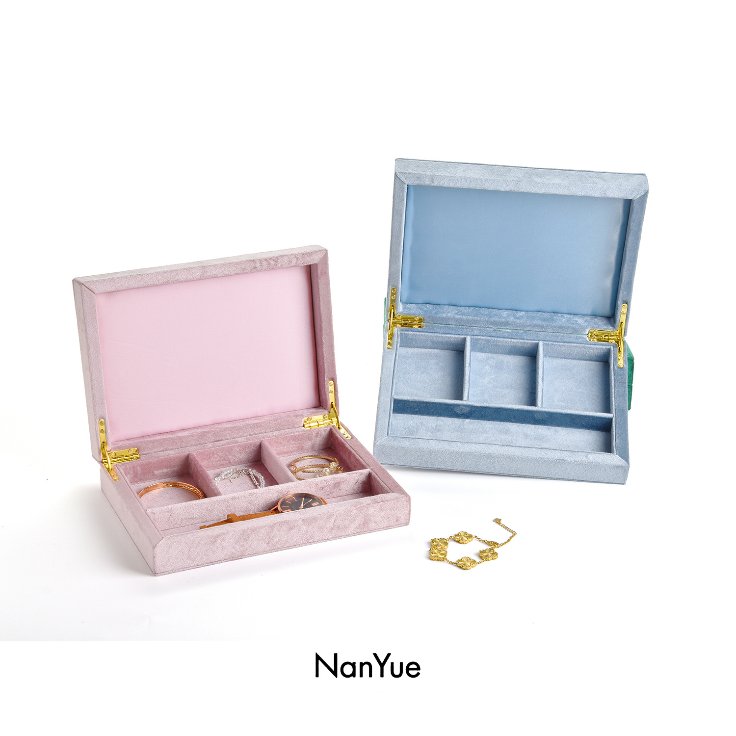 Jewelry Box, Exquisite Velvet Storage Box, Velvet Jewelry Box for Storing Jewelry, Watches, Earrings, and Rings