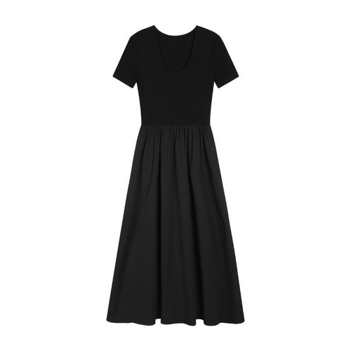 French Audrey Hepburn Style Spring Summer 2025 New Dress Slimming and Elegant High-Waisted Black Long Dress