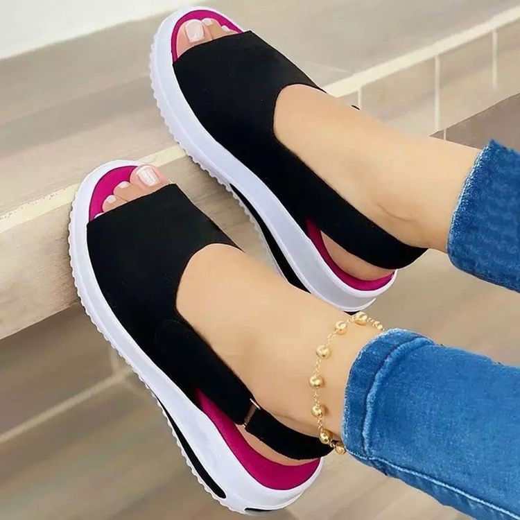 2021 Large-sized fish-mouth women's sandals, thick-soled women's shoes, new cross-border Velcro beach shoes from Europe and America details Picture