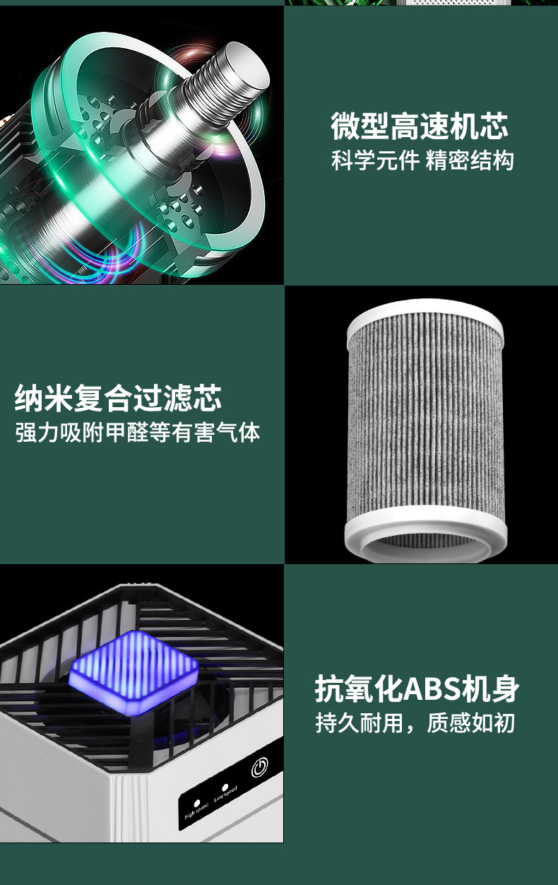 Strictly select car air purifier negative ion purification air aldehyde removal portable small car internal oxygen bar