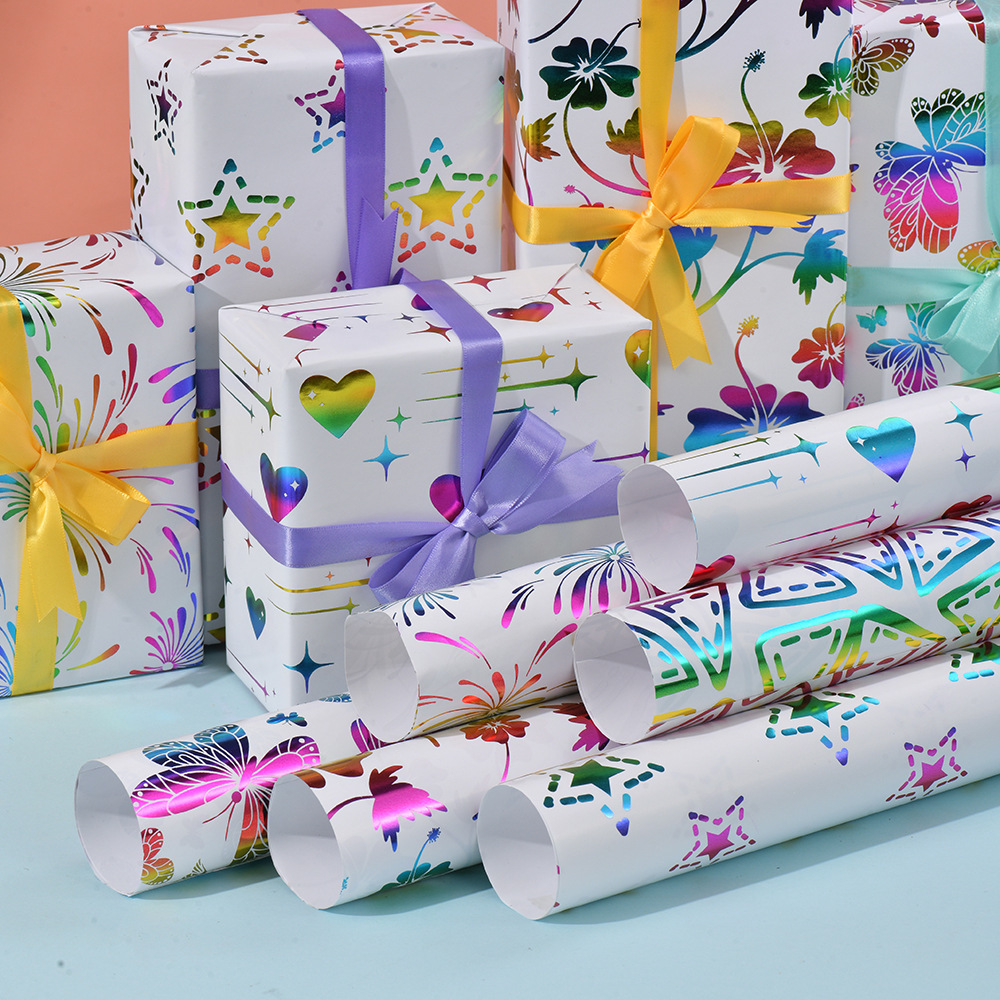 Cumpleaños transfronterizos día de San Valentín día de los niños papel de embalaje de regalo DIY caja de regalo estampado papel de papel de papel de papel de bronce embalaje mayorista