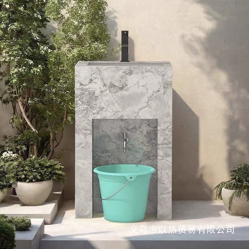 Slate Integrated Column Washbasin Outdoor Courtyard Balcony Washbasin Floor-Standing Bathroom Washbasin