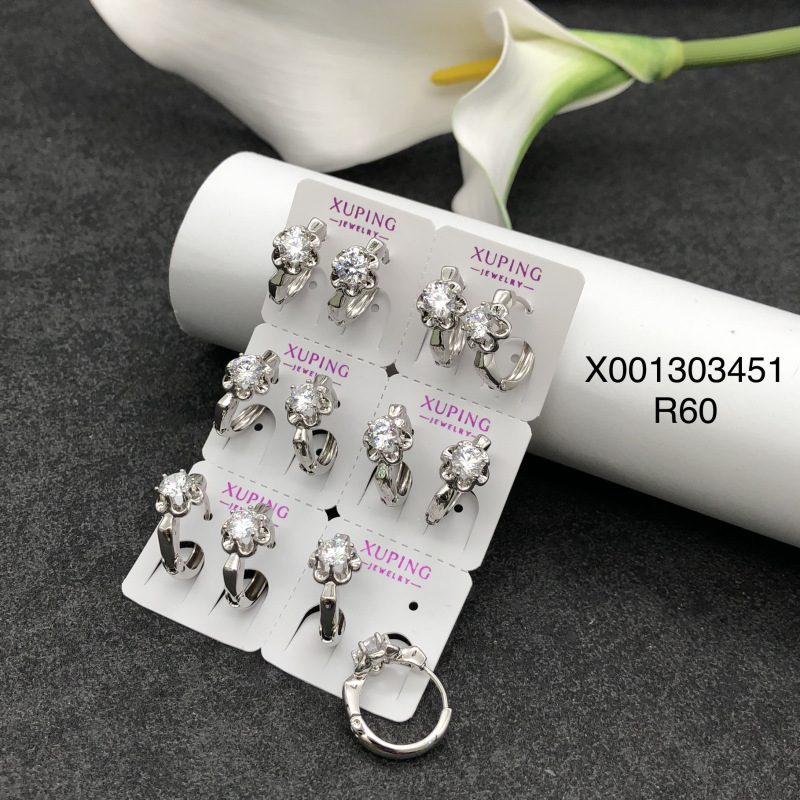 Hebillas de Oreja Geométricas con Flor de Aleación de Cobre Galvanizado para Mujer image 8