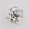 Fashionable metal brooch, pin from pearl, flowered, four-leaf clover