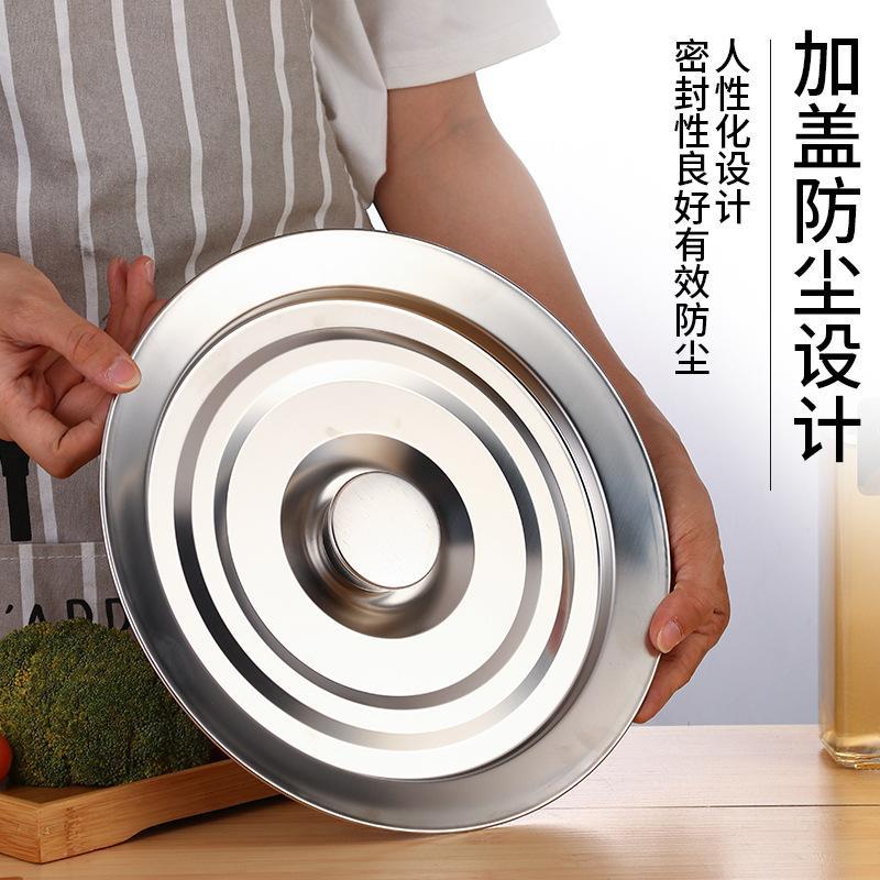 304不锈钢油盆带盖子套装油鼔漏勺猪油罐厨房调料缸面盆沥油盆商