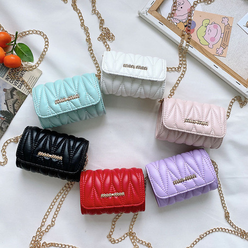 Children's shoulder bag, Korean style fashionable small bag, mini princess chain coin purse, girl's stylish cross-body small square bag