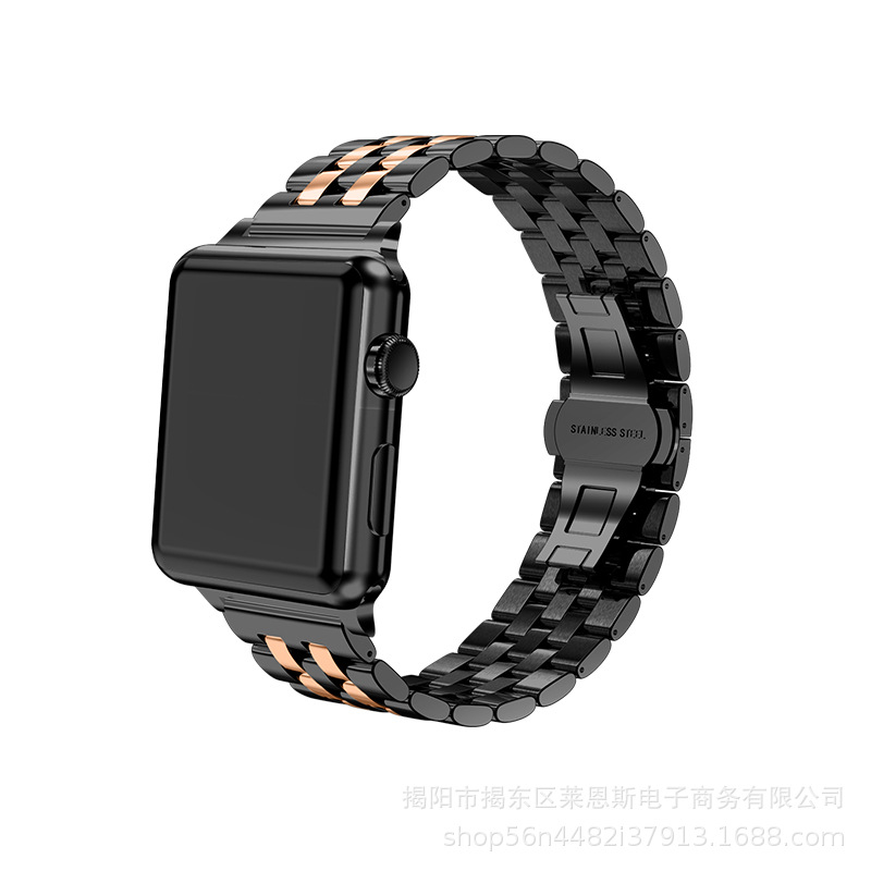 Aplicable a Apple Watch Samsung S1 Huawei nueva correa de reloj inteligente de acero inoxidable de metal de cinco cuentas