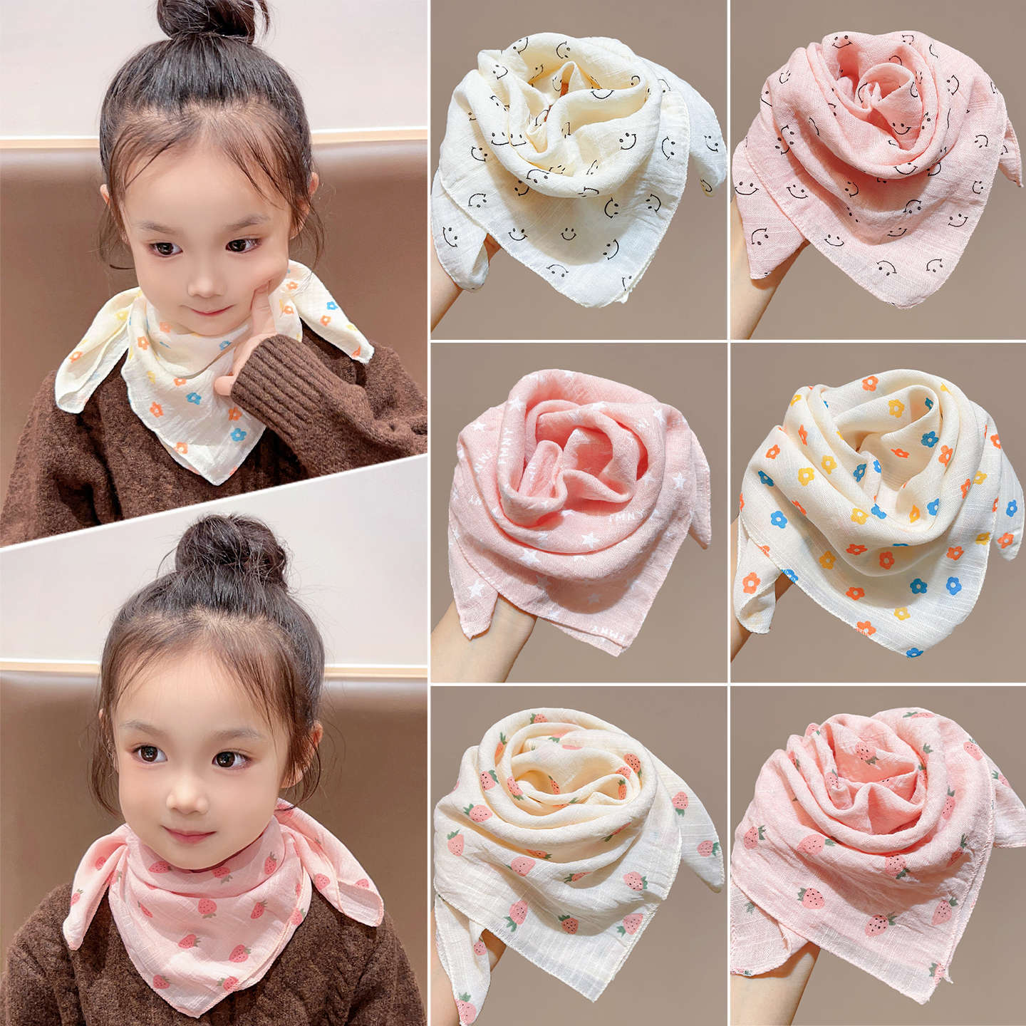 Niñas coreanas bufandas de algodón y lino para niños primavera y otoño delgada baby collar bufandas de viento en todas las estaciones