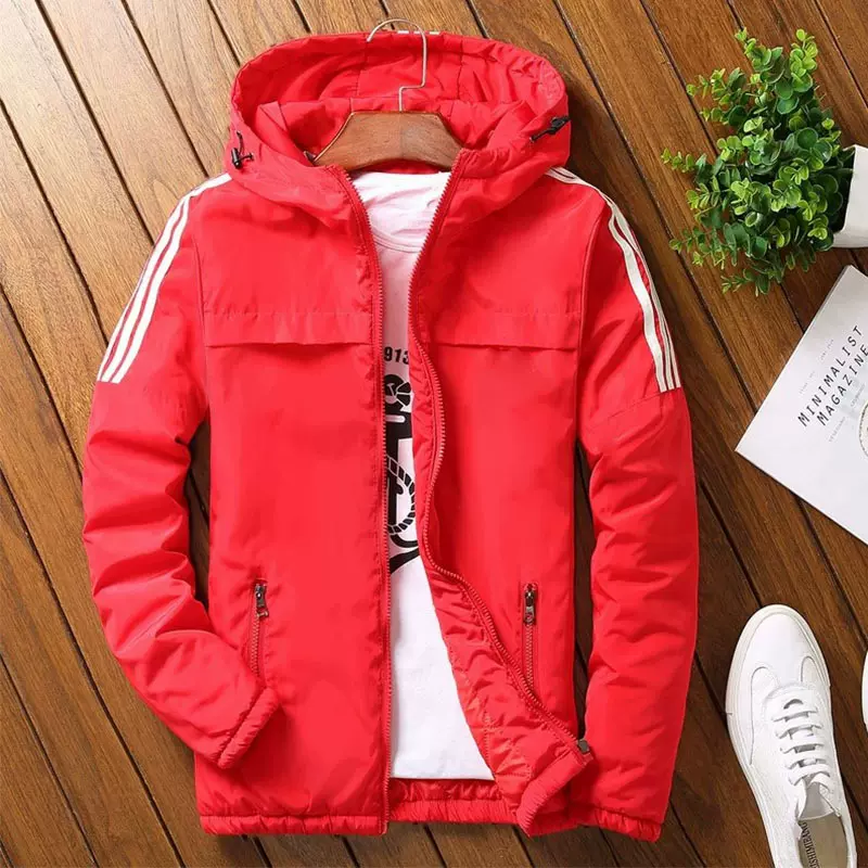 高端定制运动外套男士秋冬加厚保暖连帽夹克棉衣薄款风衣可印logo