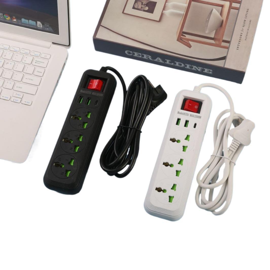 K33U#智能充电插板摇头开关带USB 2个+PD 1个盒子装 巴拉圭 古巴