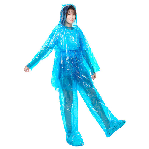 disposable raincoat set, separate raincoat and rain pants, unisex, full-body stormproof rain poncho, theme park rafting, wholesale