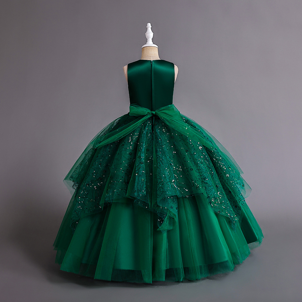 Robe de princesse longue en maille pour fille avec dentelle_voghion.com