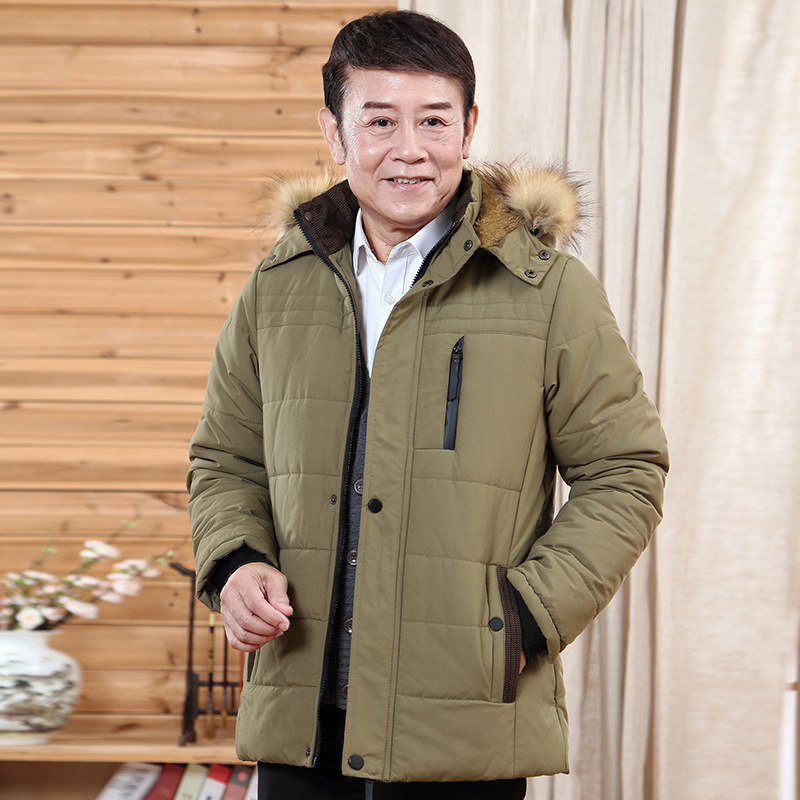 Nuevo abrigo de invierno acolchado de algodón de papá de mediana edad abrigo de invierno de abuelo abrigo de algodón acolchado de hombres de mediana edad y ancianos abrigo de algodón acolchado grueso forrado de lana
