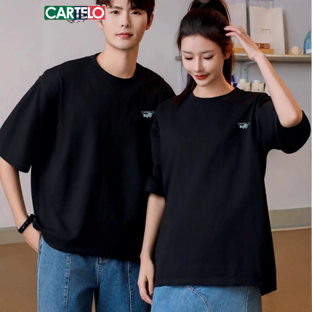 Cardile крокодиловая новая летняя свободная повседневная дышащая универсальная футболка с половиной рукавов однотонного цвета для пар, модная