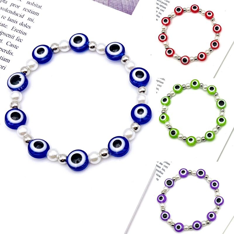 Cross-border Blue Eye Pearl Bracelet Evil Eye Creative Elastic Bracelet Fashion Ethnic Style Colorful Multicolor Bracelet Cross-border Blue Eye Pearl Bracelet Evil Eye Creative Elastic Bracelet Fashion Ethnic Style Colorful Multicolor Bracelet