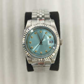 男士自动机械手表 牙壳钢带无夜光钻面指针 蓝宝镜面搭配nh35机芯