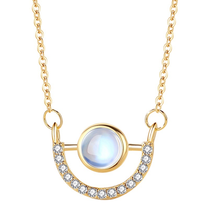 Creativo estilo geométrico s925 collar de plata de las mujeres de estilo coreano de moda semicírculo clavícula Cadena de plata joyería de regalo al por mayor