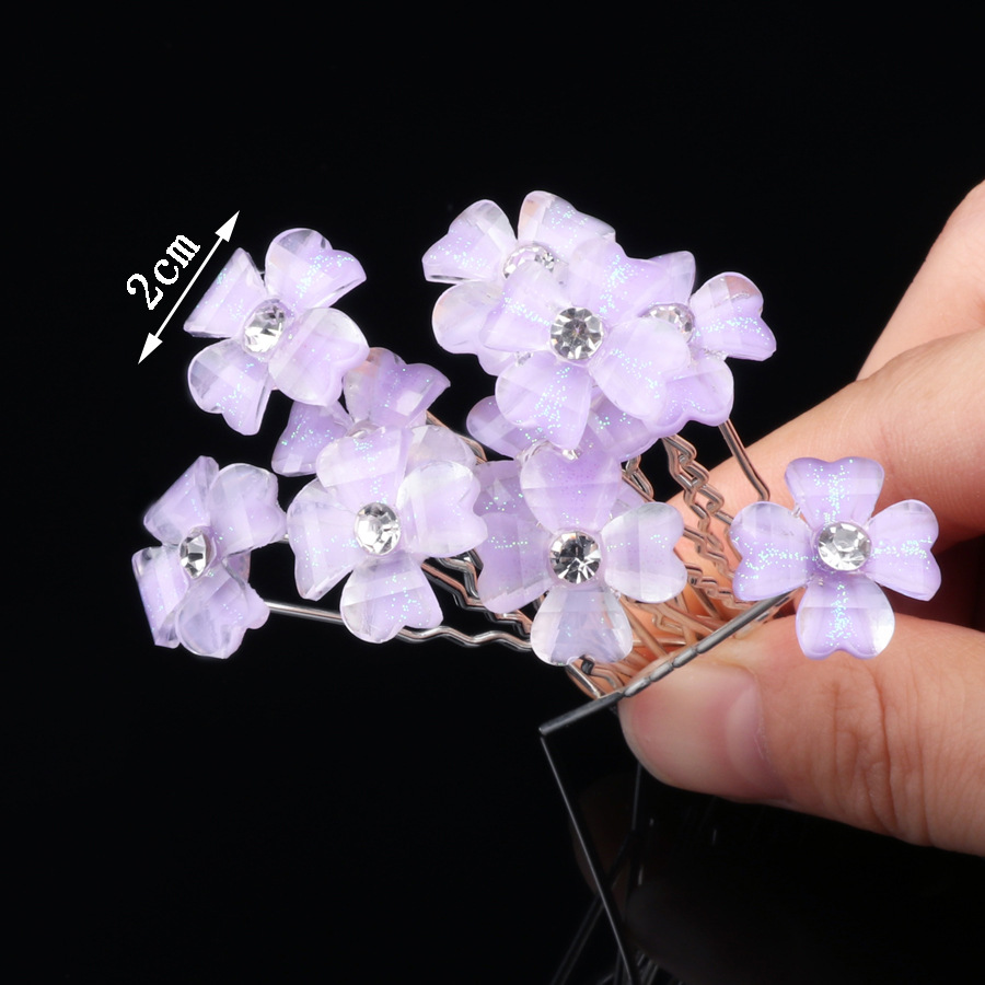 Épingle à cheveux de mariage en u avec strass perles et fleurs_voghion.com