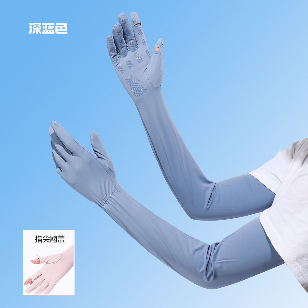 Verano al aire libre hielo seda sol protección oversleeve mujeres conducción protección solar protección UV guantes alargados antideslizante manga