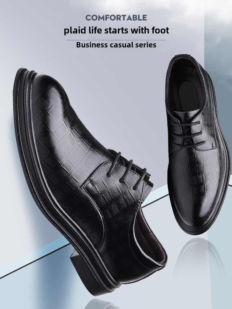 Leather Shoes Men's Business Dress Casual Trendy Shoes Spring British Groom Korean Cross-border Soft-soled Wedding Shoes Breathable_vogvips.com