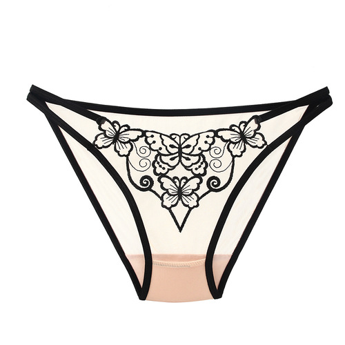 New HOT Pure Desire Women's Triangle Panti High-Elastic Comfortable Breathable Mesh Mid-Rise Lacework Embroidered Sexy Lingerie for Women