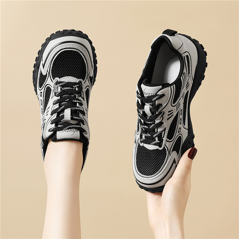 Giày sneaker nữ chunky đế dày mũi tròn lưới thoáng khí mùa hè 2025 — JST 7216m màu (mạng đơn), JST 7211 màu đen (mạng đơn), JST 7233 màu vàng (mạng đơn), JST 7182m màu (mạng đơn)