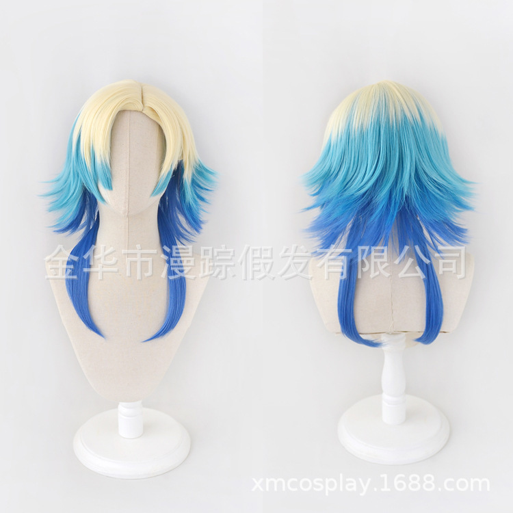 in stock michelle caesar blue prison cosplay wig wig mix color layered gradient small tail in stock michelle caesar blue prison cosplay wig wig mix color layered gradient small tail