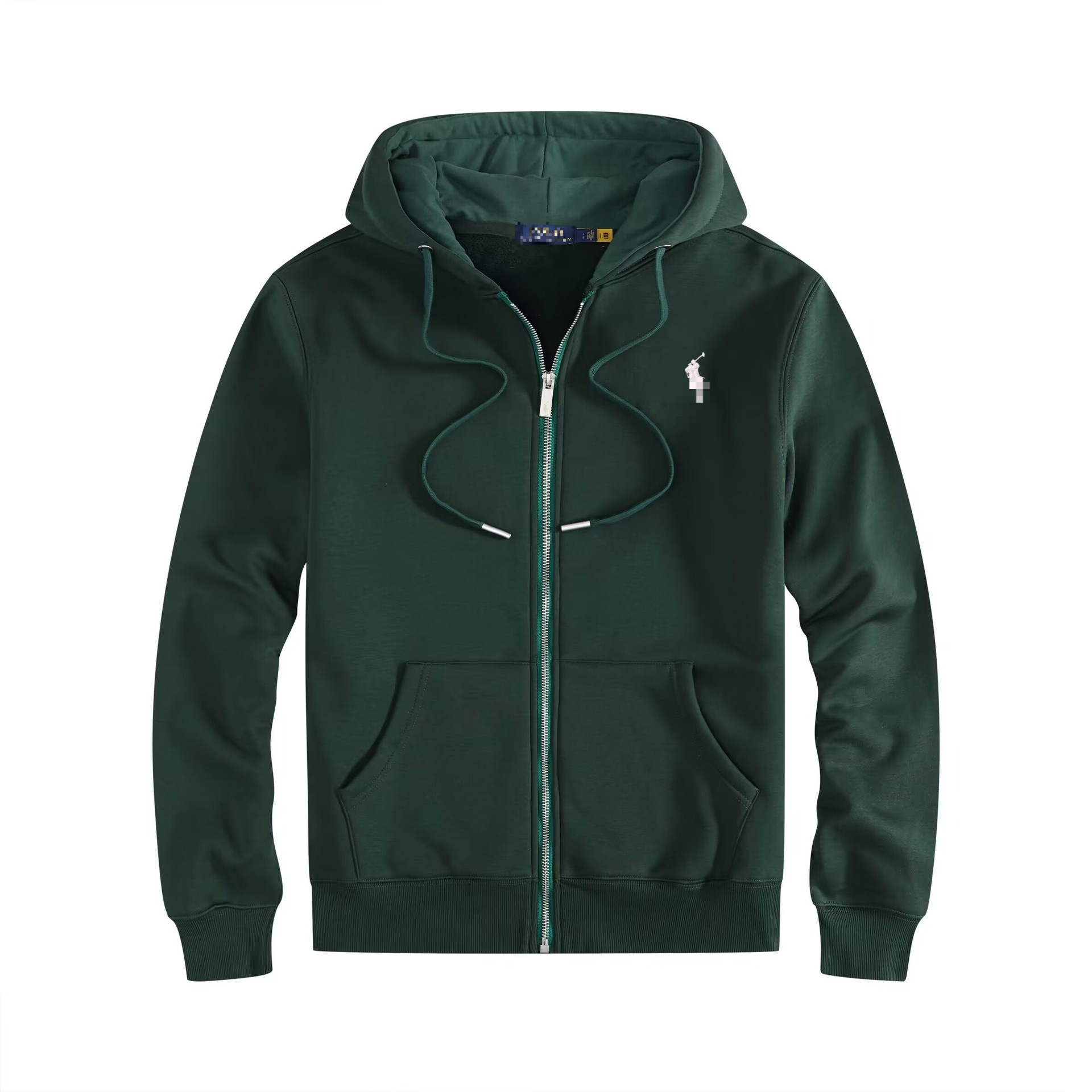 Zipper style dark green-white label