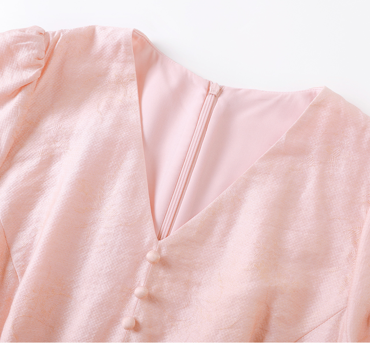 Đầm chữ A cổ V dáng suông midi họa tiết jacquard tối màu — xanh lam chi tiết 23