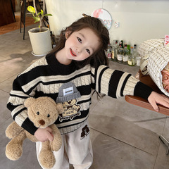 女童毛衣2023新款秋冬裝童裝套頭加厚針織打底衫寶寶秋季兒童線衣