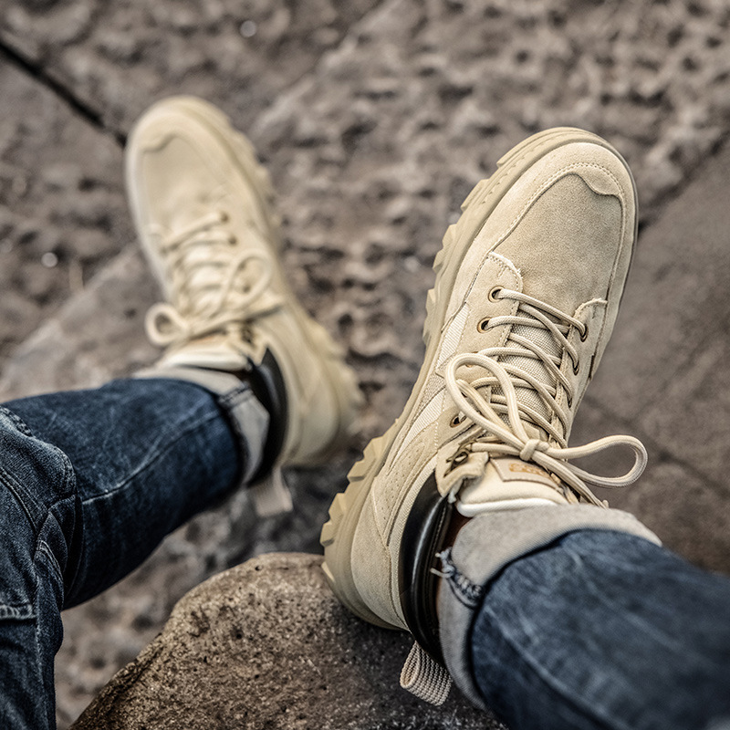 터프 맨 작업복 신발 남성 하이 탑 남성 신발 가을과 겨울 새로운 마틴 부츠 증가 캐주얼 가죽 부츠 높은 2021