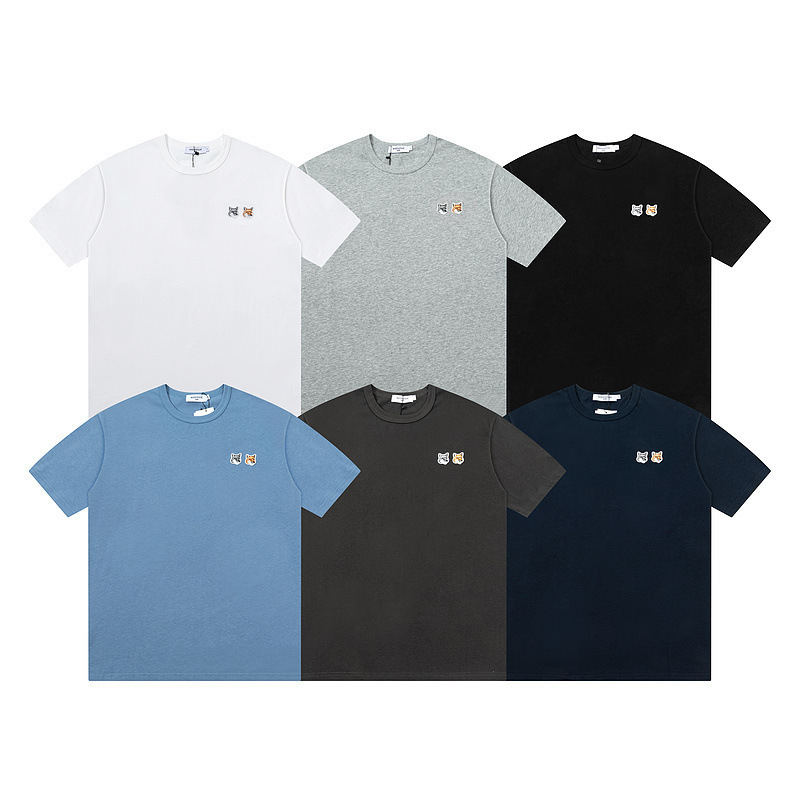 Casual Round-Neck Versatile Maison Kitsune Classic Fox Embroidery Short-Sleeve T-Shirt Trendy and Simple