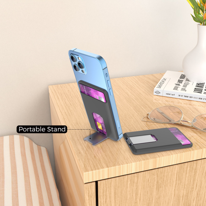 アップルの携帯電話に適用される磁気吸蔵性のあるMagSafeスタンドのカードカバーiPhone16-12のシリコンゴム製の収納カードケース|undefined