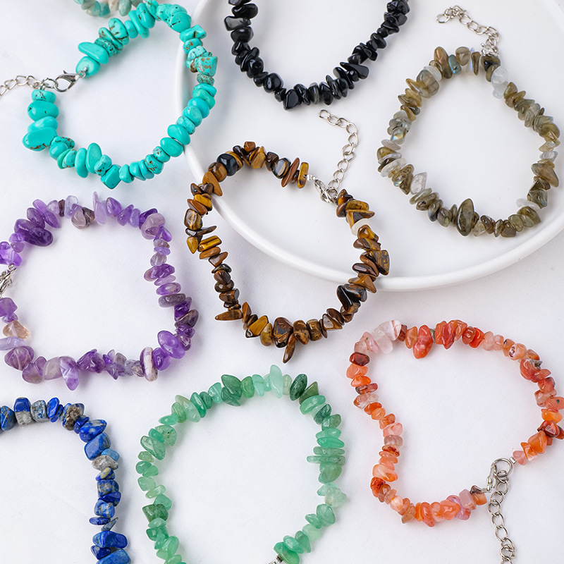 Transfronteriza Amazon natural cristal grava pulsera irregular ágata grava pulsera cristal piedra joyería al por mayor