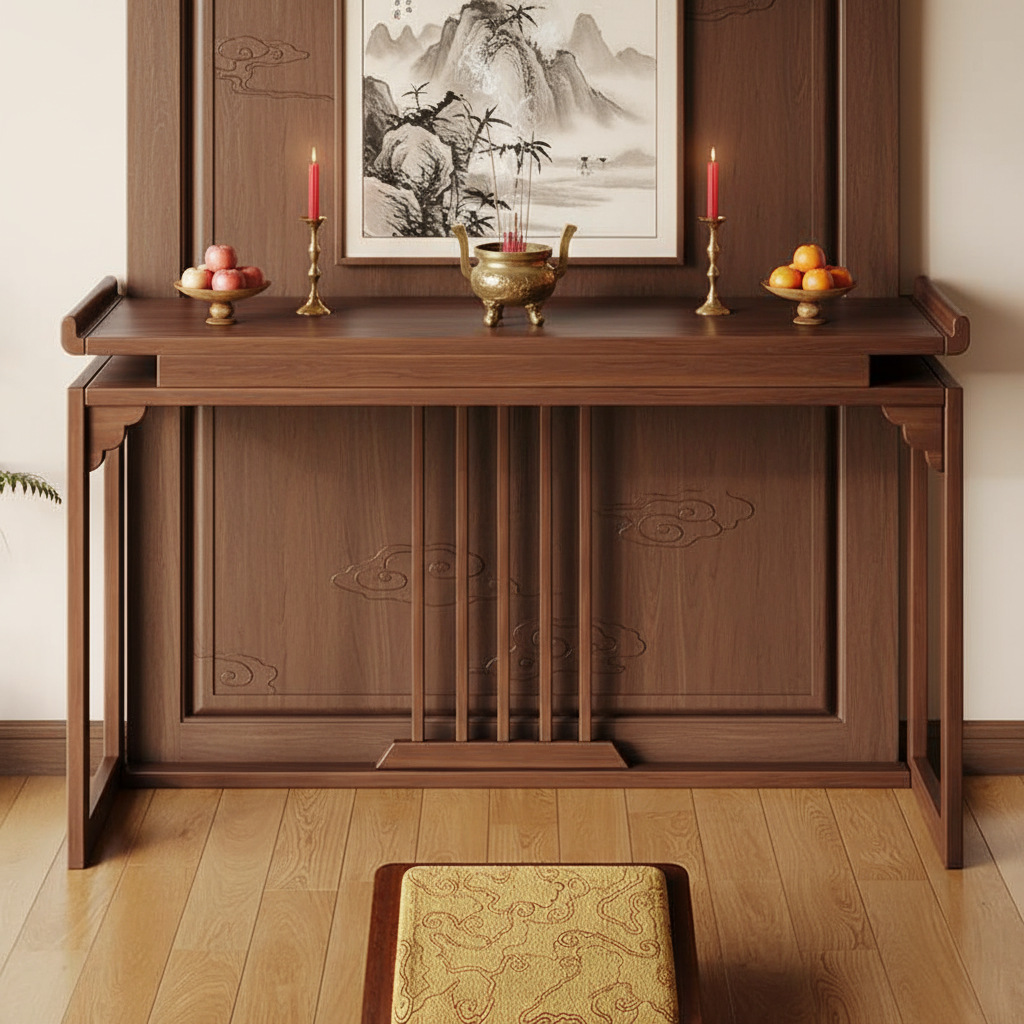 Solid Wood Offering Table for Home Use, Chinese-Style Altar, Main Hall Offering Table, Incense Table, Buddha Table, Prayer Table for Bodhisattva and God of Wealth
