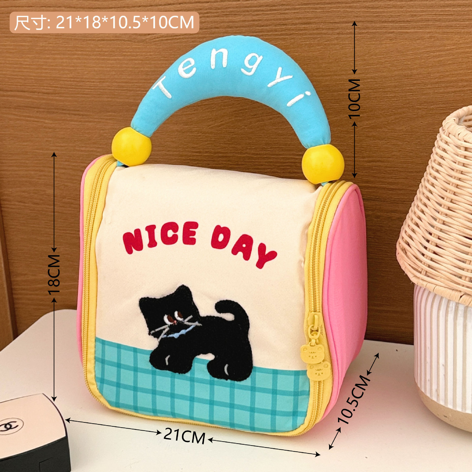 Tengyi original lindo chalet bolsa de maquillaje con regalo de mano bolsa de almacenamiento de gran capacidad bolsa de almuerzo de preservación de calor bolsa de mano