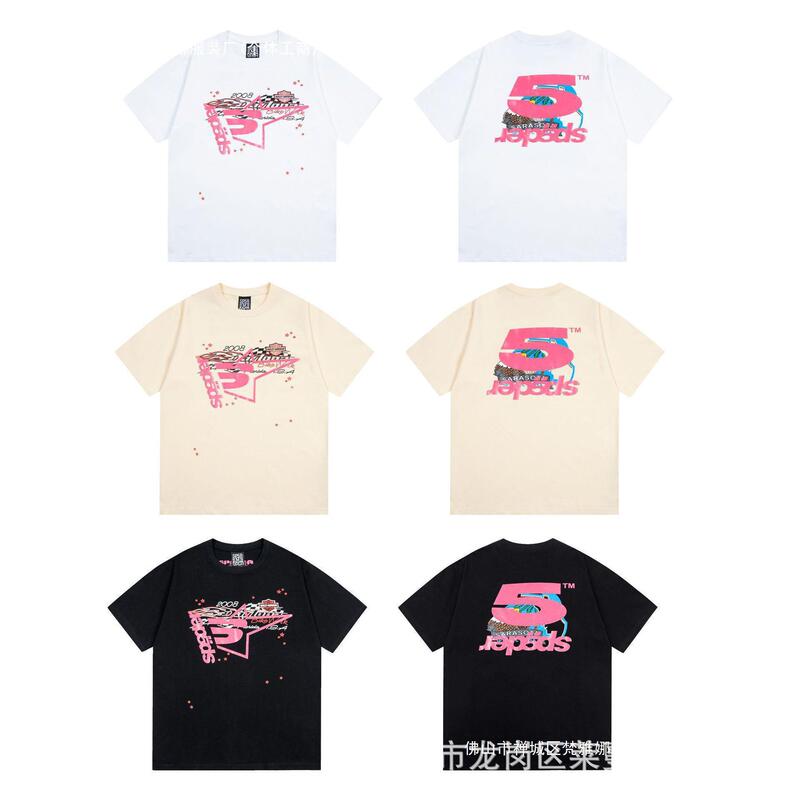 Young Thug Sp5Der 55555 Spider Print High-Quality Loose-Fitting Large Size Unisex Short-Sleeved T-Shirt