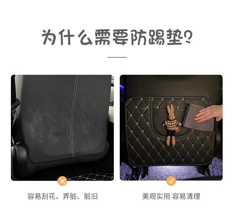 Car Anti-kick Pad, Rear Seat Storage, Cartoon Cute Car Kidsren's Protective Pad, Anti-dirty and Anti-wear Car Goodies