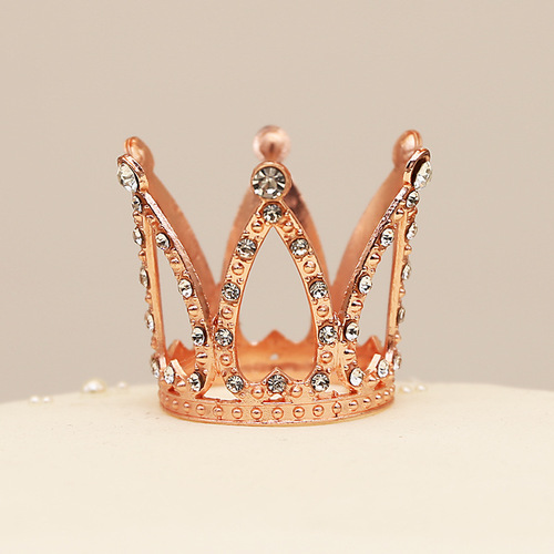 Cross-border children's round cake crown gift baking decoration accessories birthday alloy rhinestone headdress accessories ornaments