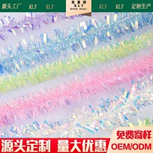 跨境圣诞拉花毛条彩虹膜弯刀丝彩带猫耳朵头箍彩丝流苏节日装饰