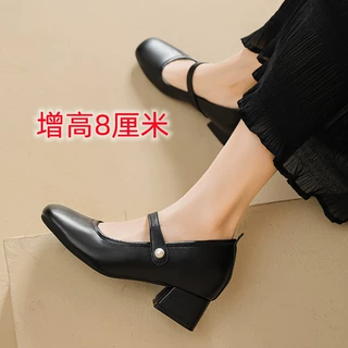 玛丽珍单鞋高跟鞋新款单鞋仙女奶奶鞋2025春季方头中式鞋子小码32